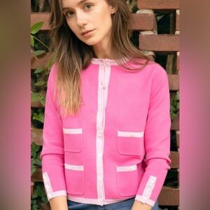 Ann Mashburn Gabby Pink Multi Colored Cardigan Small